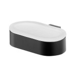 Стенна сапунерка черен мат и стъкло Futura