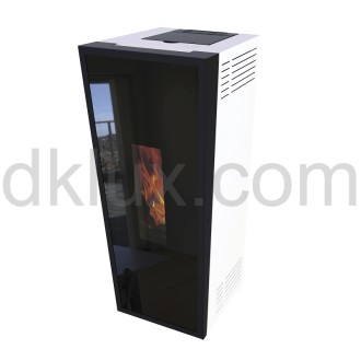 Дизайнерска пелетна камина CALUX FORMA GLASS БЯЛА Дизайнерска пелетна камина CALUX FORMA GLASS БЯЛА