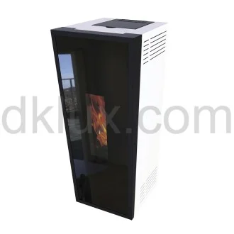 Дизайнерска пелетна камина CALUX FORMA GLASS БЯЛА