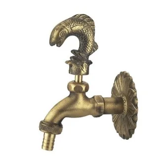 Декоративна канелка месинг с ръкохватка Рибка