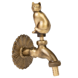 Декоративна канелка месинг с ръкохватка Котка