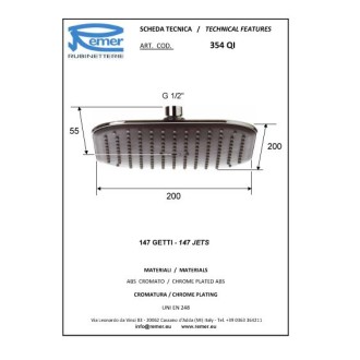 Душ пита SQUARE квадратна с антиваровикови дюзи Душ пита SQUARE квадратна с антиваровикови дюзи
