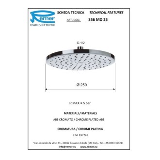 Душ пита MIRROR кръгла с огледално покритие 25см Душ пита MIRROR кръгла с огледално покритие 25см