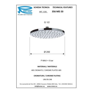 Душ пита MIRROR кръгла с огледално покритие 20см Душ пита MIRROR кръгла с огледално покритие 20см