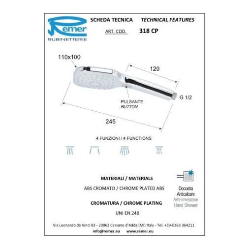 Хромирана душ слушалка Intensita хидромасажна (Рчен душ 318CP многоструен) на цени от 29.99 лв. само в dklux.com
