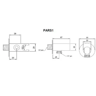 Кръгло стенно коляно за душ с държач Round месинг