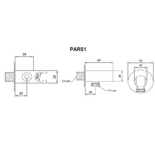 Кръгло стенно коляно за душ с държач Round месинг (Кръгло стенно коляно с държач за душ PA05) на цени от 48.00 лв. само в dklux.com