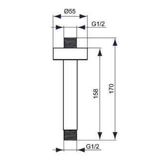 Idealrain Cube рамо за душ от тавана 150 мм