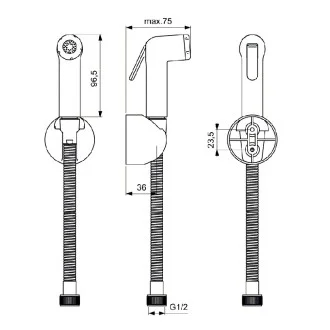 Хигиенен душ за биде с шлаух и държач ХРОМ