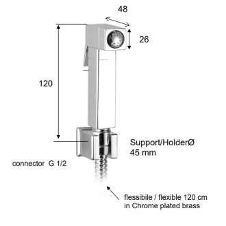 Комплект душ за биде с държач и шлаух QUADRO квадратен