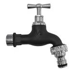 Черна месингова канелка 1/2" с покритие хром и бърза връзка