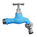 Синя месингова канелка 1/2" с покритие хром и бърза връзка