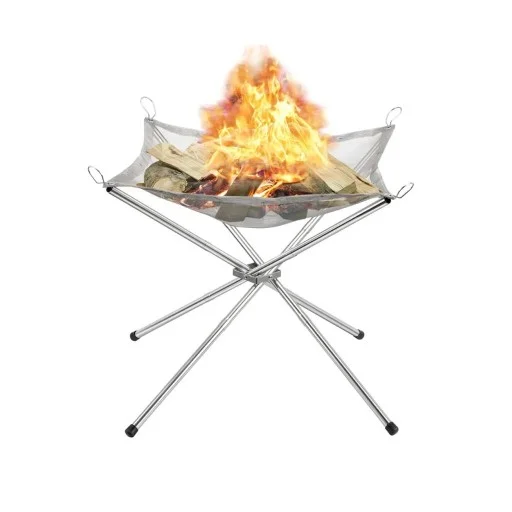 Преносимо къмпинг огнище, сгъваемо с неръждаема стоманена мрежа