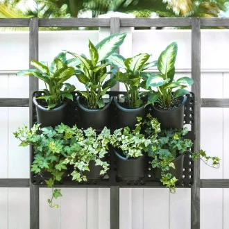 Вертикална градина 8 саксии с капково напояване за стенен монтаж