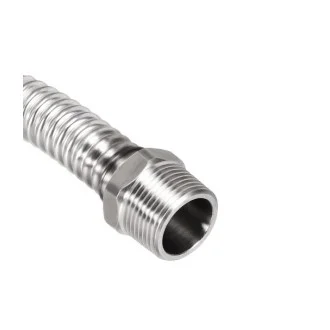 Мека връзка от гофирана неръждаема тръба 1/2" МЖ 40см Мека връзка от гофирана неръждаема тръба 1/2" МЖ 40см