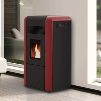 Пелетна камина с водна риза DINO цвят БОРДО 17kW