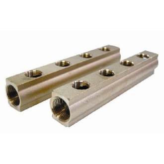 Профилен колектор 1" с 2 извода 1/2" месинг 