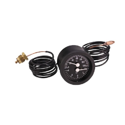 Капилярен термоманометър от 0 до 120°С 4bar (Темоманометър капилярен с клапан от 0 до 120°С 4bar) на цени от 27.99 лв. само в dklux.com