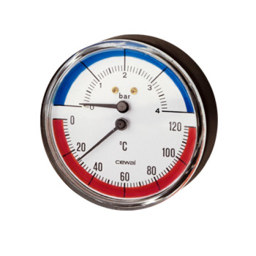Термоманометър ф80 от 0 до 120°С 6bar аксиален (Термоманометър Ф80 6bar 0 до 120°С аксиален) на цени от 17.99 лв. само в dklux.com