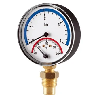 Термоманометър ф80 от 0 до 120°С 4bar радиален