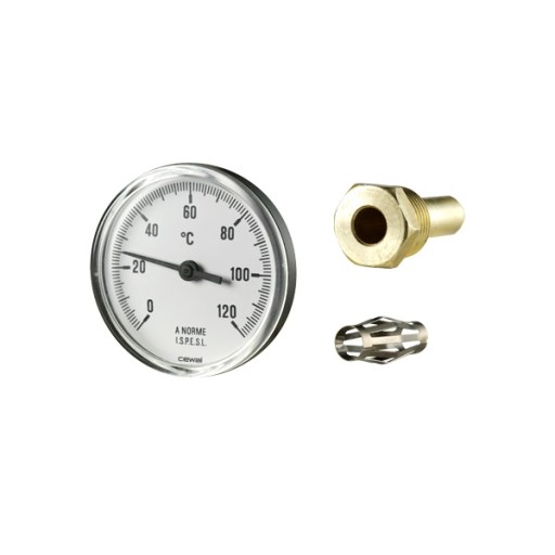 Термометър с гилза 0-120°С потопяем ф63 (Аксиален термометър с гилза, пластмасов корпус) на цени от 6.99 лв. само в dklux.com
