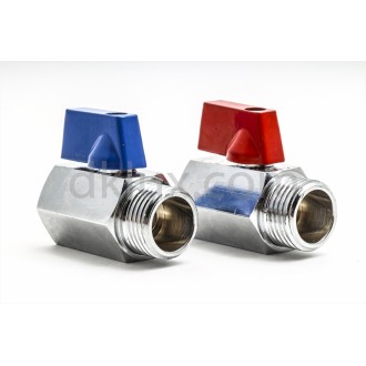 Кран сферичен мини МЖ 1/2" ХРОМ Шестостен Кран сферичен мини МЖ 1/2" ХРОМ Шестостен