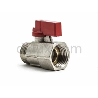 Кран сферичен мини МЖ 3/8" МАТ НИКЕЛ Кран сферичен мини МЖ 3/8" МАТ НИКЕЛ