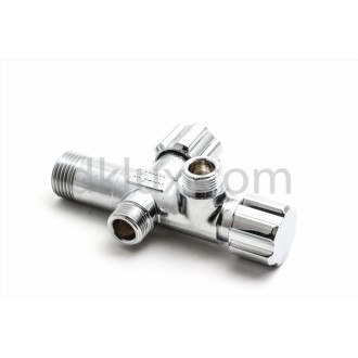 Спирателен вентил - контролно регулиращ (ВКР) двоен 1/2"х3/8"х3/8" Спирателен вентил - контролно регулиращ (ВКР) двоен 1/2"х3/8"х3/8"