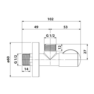 Дизайнерски спирателен вентил LINEA CHROME 1/2"х1/2" Дизайнерски спирателен вентил LINEA CHROME 1/2"х1/2"