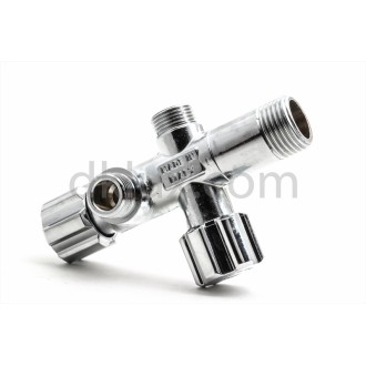 Спирателен вентил - контролно регулиращ (ВКР) двоен 1/2"х3/8"х3/8" Спирателен вентил - контролно регулиращ (ВКР) двоен 1/2"х3/8"х3/8"