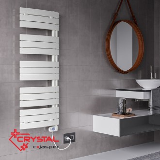 Дизайнерска електрическа лира за баня E-JASPER 600W, 550х1380mm, Бяла