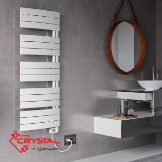 Дизайнерска електрическа лира за баня E-JASPER 600W, 550х1380mm, Бяла