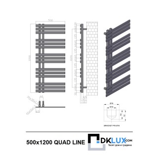 Дизайнерска лира за баня QUAD LINE 500х1200 ЧЕРНА Дизайнерска лира за баня QUAD LINE 500х1200 ЧЕРНА
