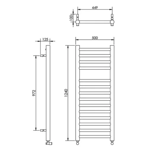 Дизайнерска лира за баня VENICE 500x1240 ХРОМ