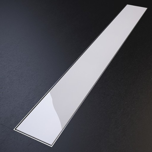 Дизайнерски линеен сифон GLASS WHITE 885мм Ф50 (Дизайнерски сифон GLASS WHITE, неръждаем, 885х75мм) на цени от 299.99 лв. само в dklux.com