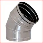Неръждаемо коминно коляно-дъга Ф80, 45º INOX