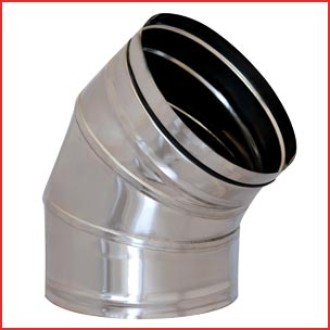 Неръждаемо коминно коляно-дъга Ф80, 45º INOX Неръждаемо коминно коляно-дъга Ф80, 45º INOX
