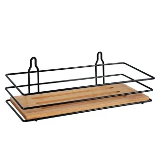 Единичен рафт за баня Стомана и Бамбук