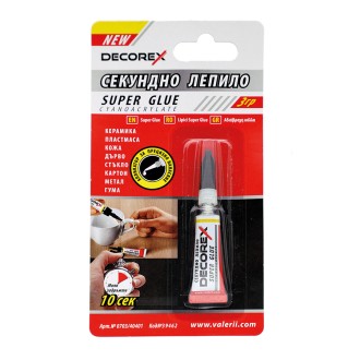 Универсално секундно лепило блистер Decorex 3 гр Универсално секундно лепило блистер Decorex 3 гр
