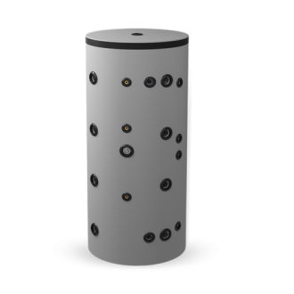 Неемайлиран буферен съд 300 л. с две черни и една неръждаема серпентина