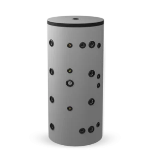 Неемайлиран буферен съд 300 л. с две черни и една неръждаема серпентина