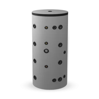 Неемайлиран буферен съд 300 л. с една черна и една неръждаема серпентина