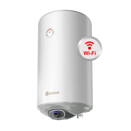 Бойлер ЕЛДОМ 80, 3 kW с интелигентно Wi-Fi електронно управление, емайлиран,голям диаметър - WV08046EW