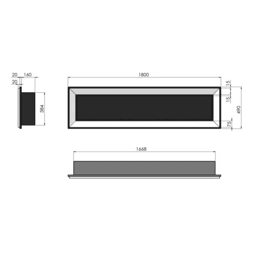 Биокамина Frame 1800 Black + стъкло - Frame1800