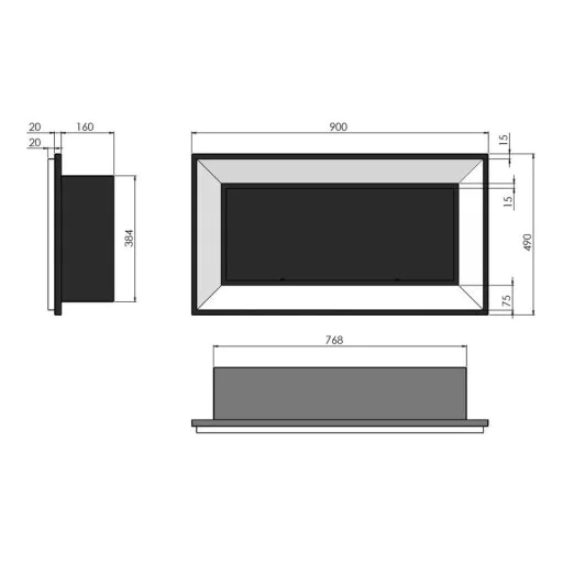 Биокамина Frame 900 Inox + стъкло Биокамина Frame 900 Inox + стъкло