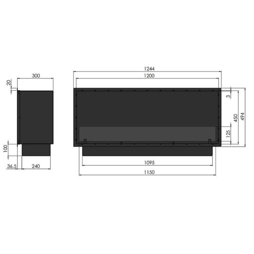 Биокамина Slim Inside Black 1200 Биокамина Slim Inside Black 1200