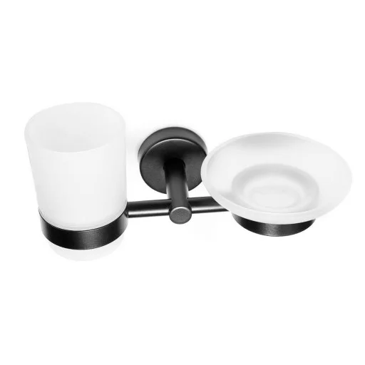 Държач за чаша и сапунерка Uno black, черен мат - IX_K-185355 Държач за чаша и сапунерка Uno black, черен мат - IX_K-185355