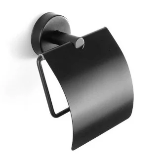 Държач за тоалетна хартия Uno black с капак, черен мат