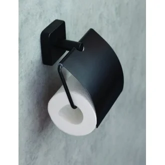 Държач за тоалетна хартия с капак Quattro black