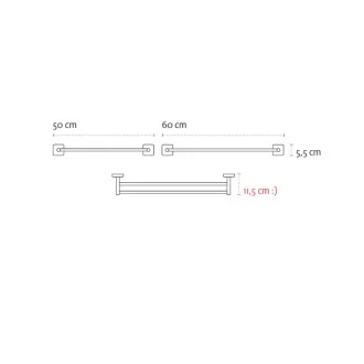 Двойна пръчка за хавлия 50cm Quattro, хром Двойна пръчка за хавлия 50cm Quattro, хром